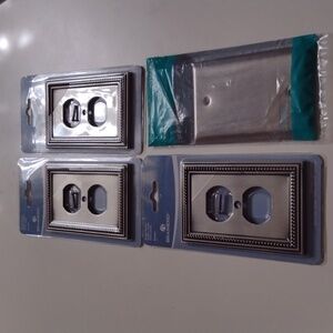 NEW Brainerd Set of 4 Silver Metal Socket Outlets